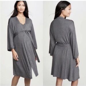Hatch Hospital Maternity Nursing Nesting Robe Jersey Bamboo Gray Postpartum Sz S